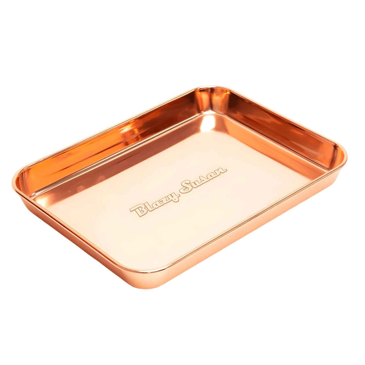 Gold Blazy Susan Stainless Steel Rolling Tray - Up N Smoke