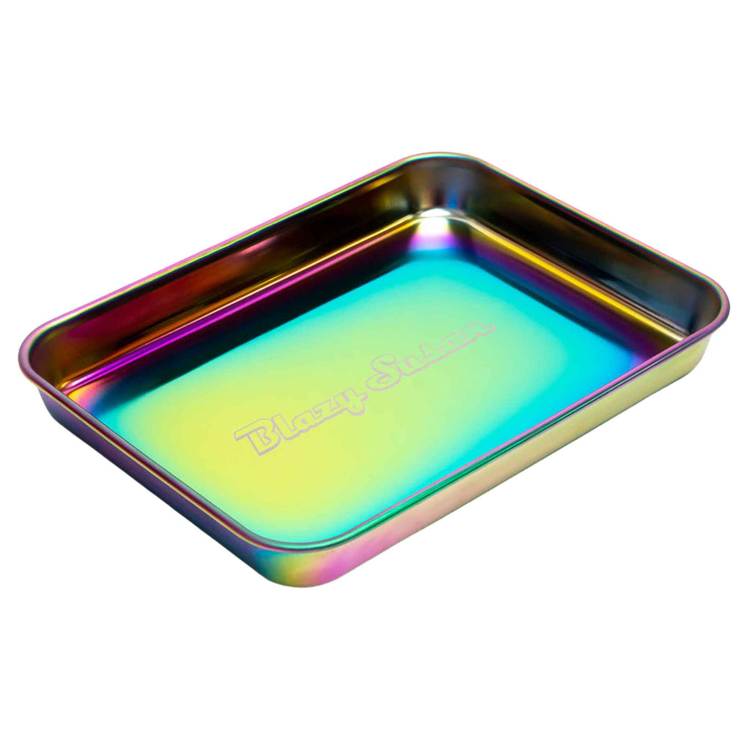 Rainbow Blazy Susan Stainless Steel Rolling Tray - Up N Smoke