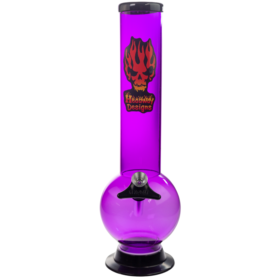 Front view of a purple 12'' Headway Designs water pipe. - Up N Smoke.