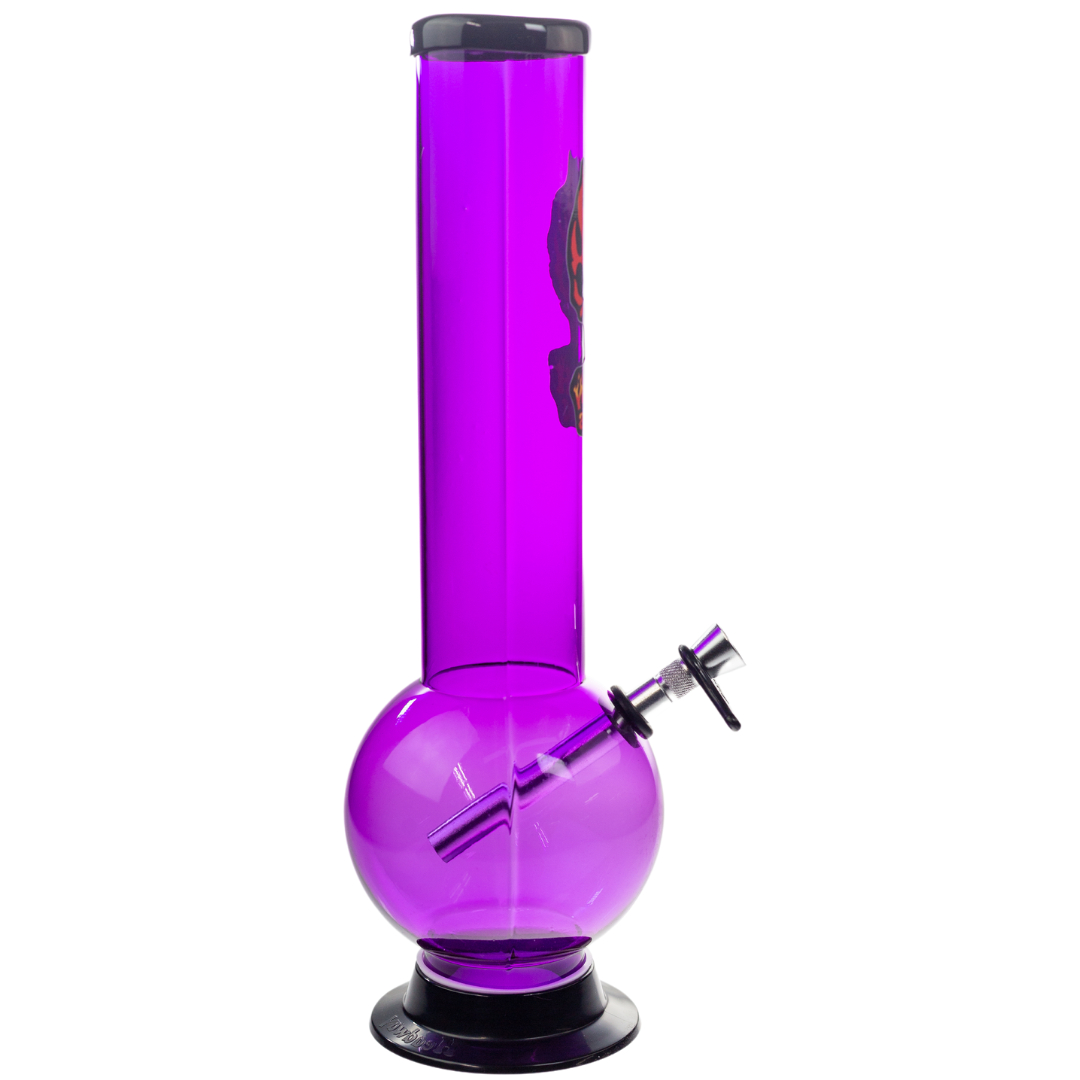 Side right view of a purple 12'' Headway Designs water pipe. - Up N Smoke.