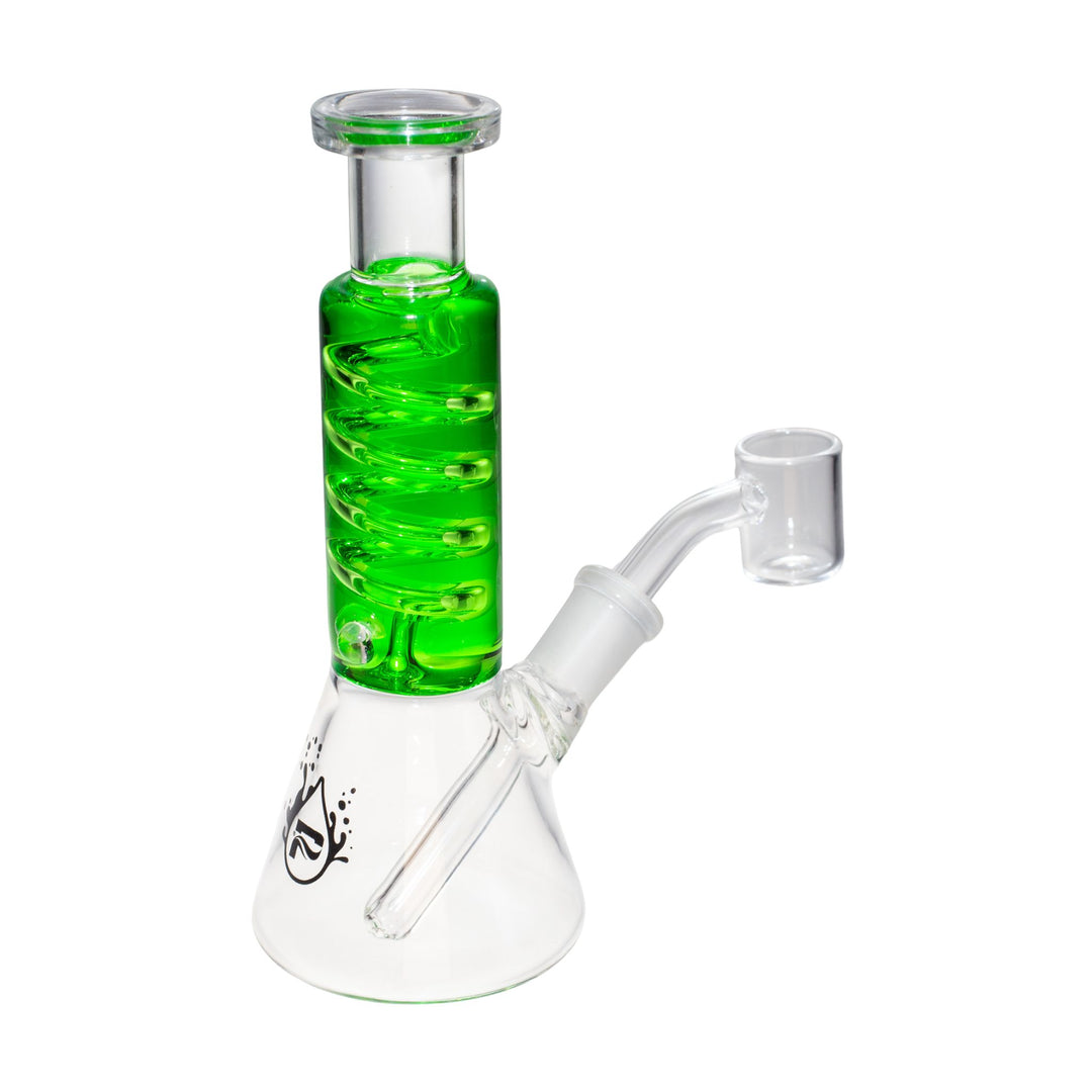 Back right view of a Pulsar glycerin mini beaker dab rig. This item is sold by Up N Smoke, based out of Wichita, Kansas. - Up N Smoke.