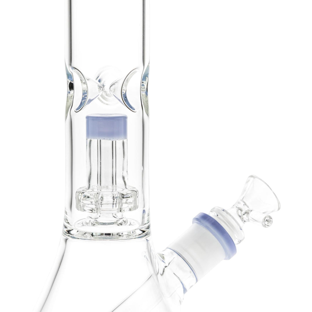 Beaker Water Pipe 10.5” on a white background close up angle - Up N Smoke