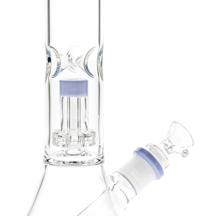 Beaker Water Pipe 10.5” on a white background close up angle - Up N Smoke