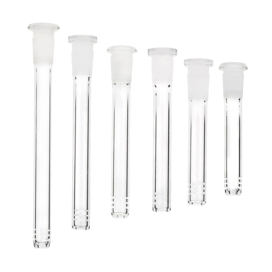 "Group of 19mm Diffused Downstems on a white background," - Up N Smoke.