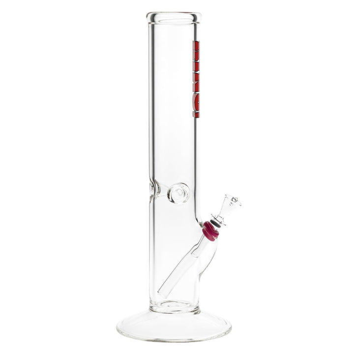 KV 50mmx12” Flare Slide Water Pipe Red on a right angle white background - Up N Smoke