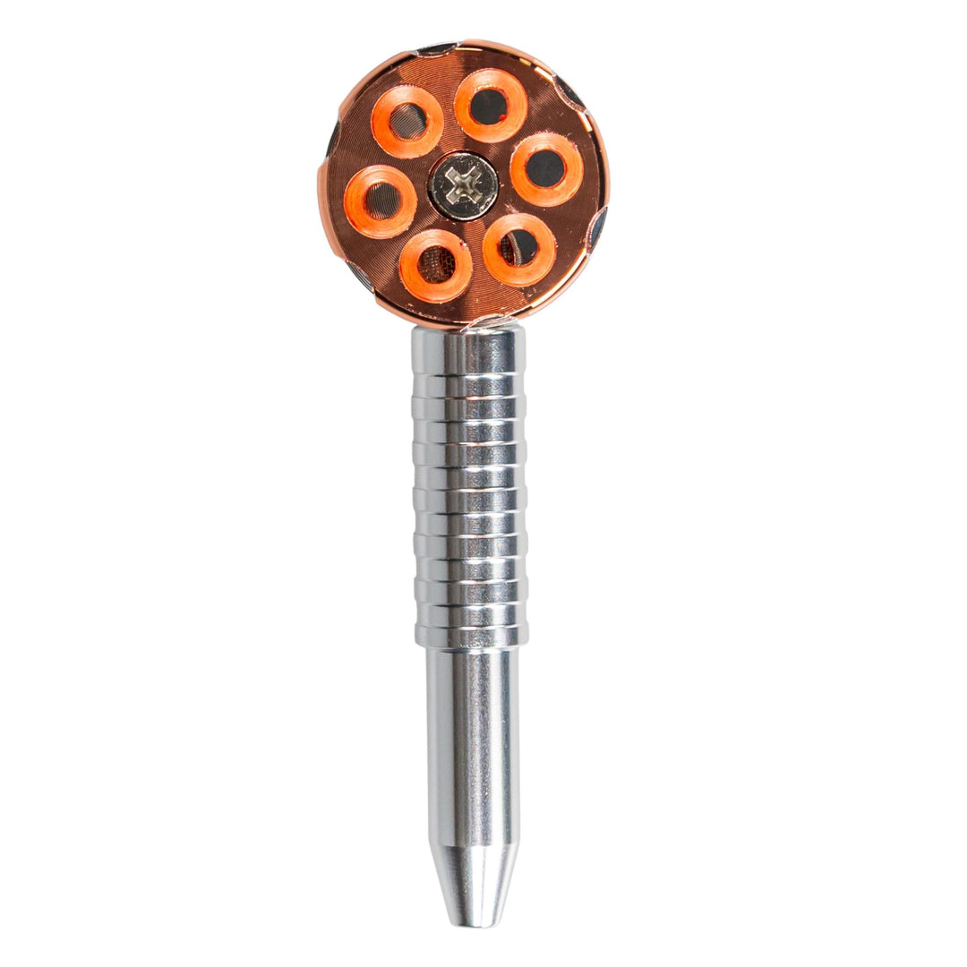 Six-Shooter Hand Pipe on a white background top-down angle - Up N Smoke