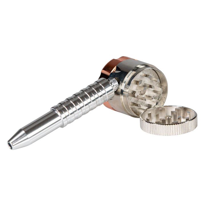 Six-Shooter Hand Pipe on a white background side angle with detached parts - Up N Smoke