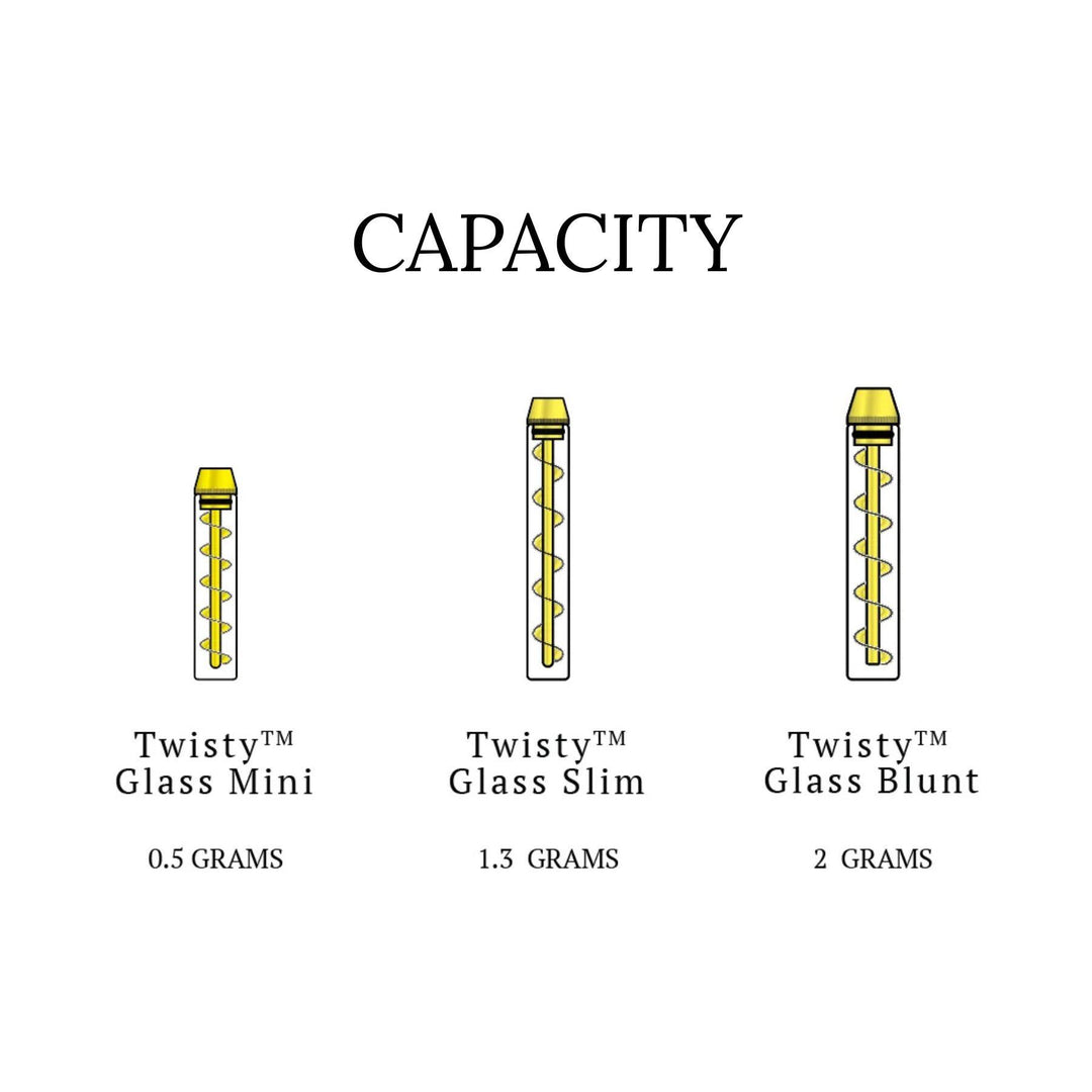 7pipe twisty Glass Blunt capacity chart - Up N Smoke