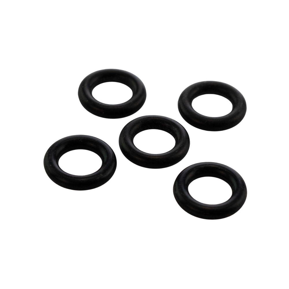 "Five black silicone o-rings on a white background," - Up N Smoke.