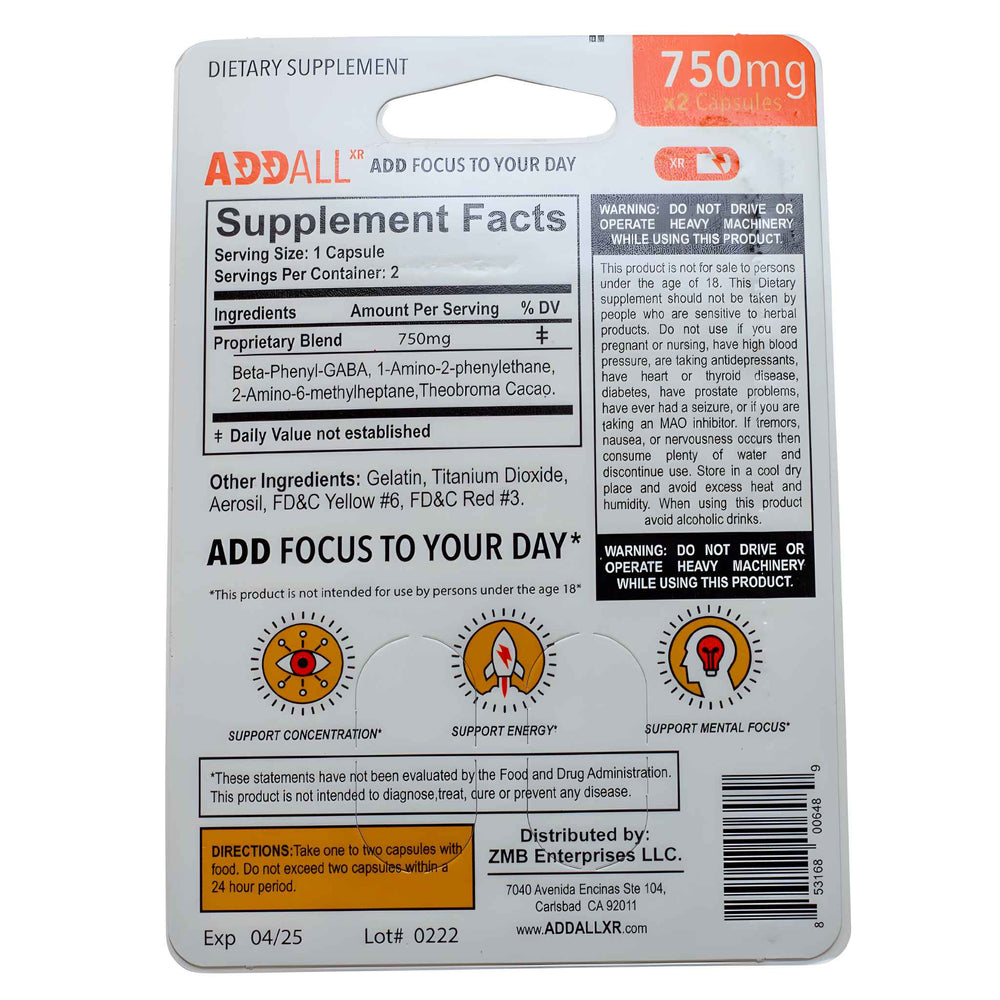 Addall XR 750mg Capsules Information - Up N Smoke