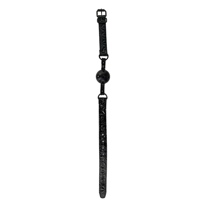 Adjustable Ball Gag displayed on a white background showcasing length - Up N Smoke