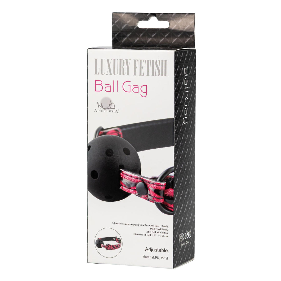 Adjustable Ball Gag displayed on a white background in packacging - Up N Smoke