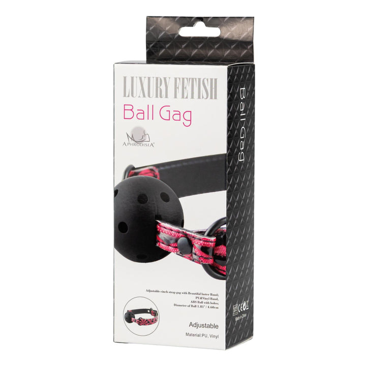 Adjustable Ball Gag displayed on a white background in packacging - Up N Smoke