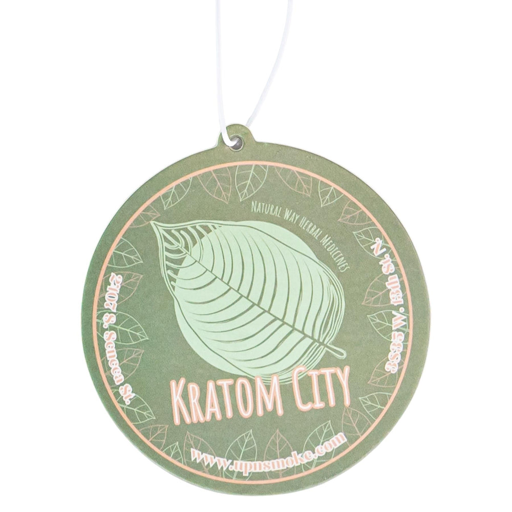 Kratom City Air Freshener on a white background close-up - Up N Smoke
