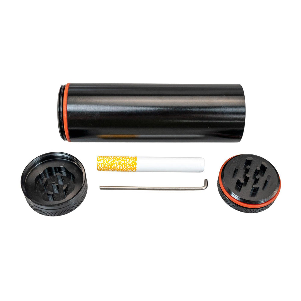 "All In One Dugout with its contents splayed out to showcase the compartments and tools included," - Up N Smoke.