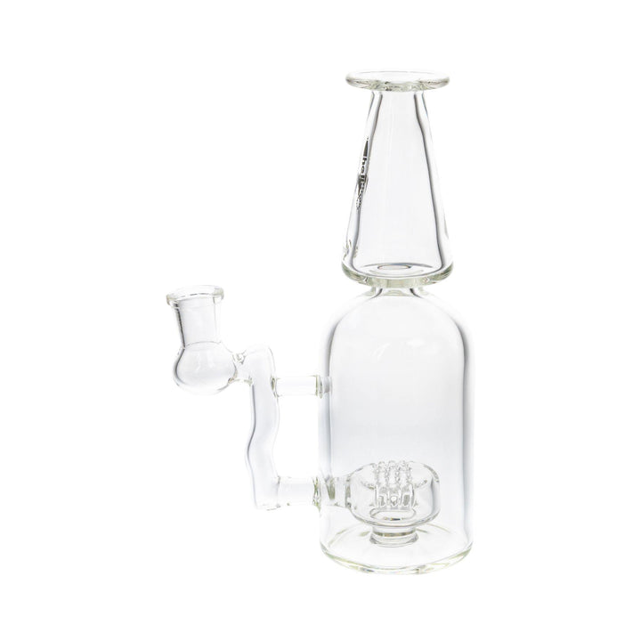 "Left-side view of an American Helix Bottle Rocket Bubbler on a white background," - Up N Smoke.