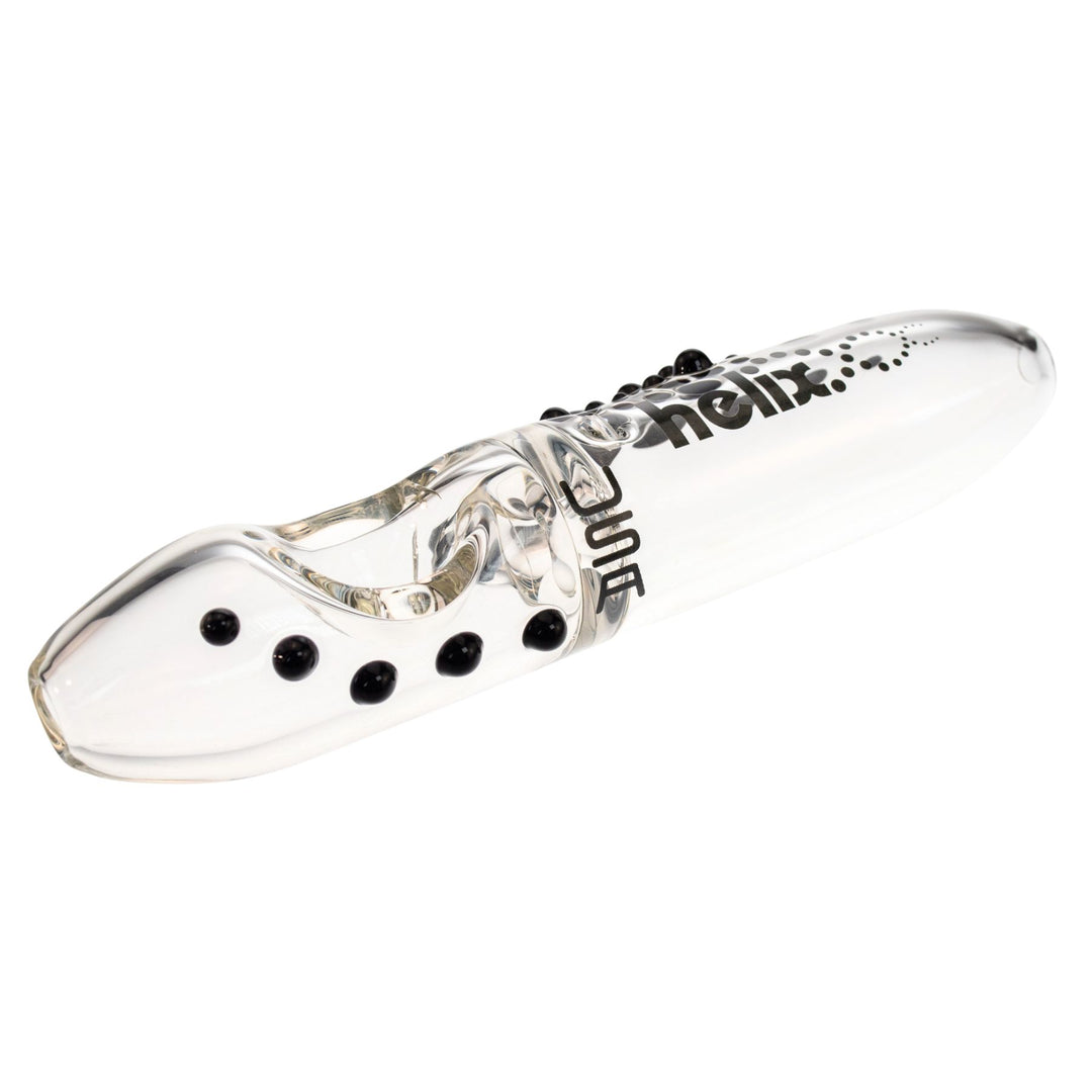 "Diagonal large American Helix Steamroller with decorative black glass beads adorning the piece," - Up N Smoke.