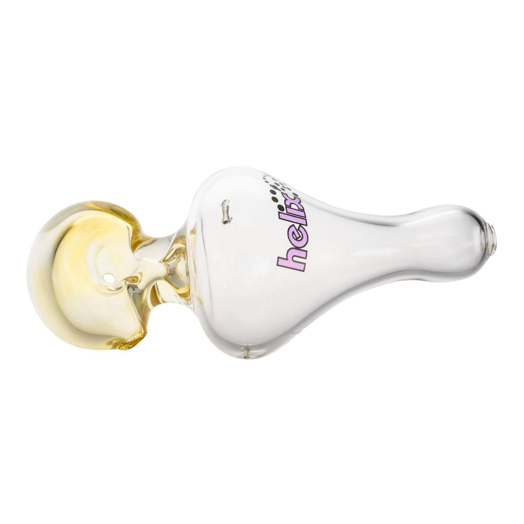 "Top-down view of a purple Fumed American Helix Hand Pipe that is 6'' long," - Up N Smoke.