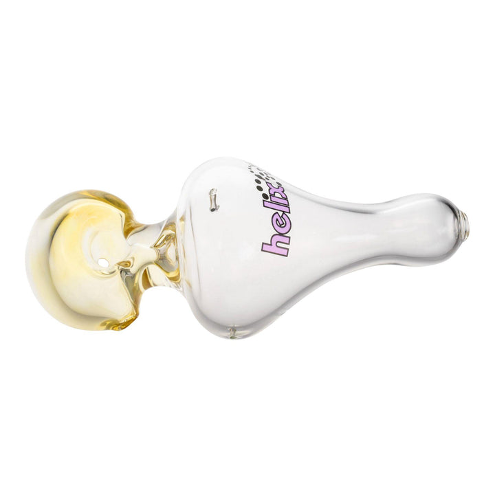"Top-down view of a purple Fumed American Helix Hand Pipe that is 6'' long," - Up N Smoke.