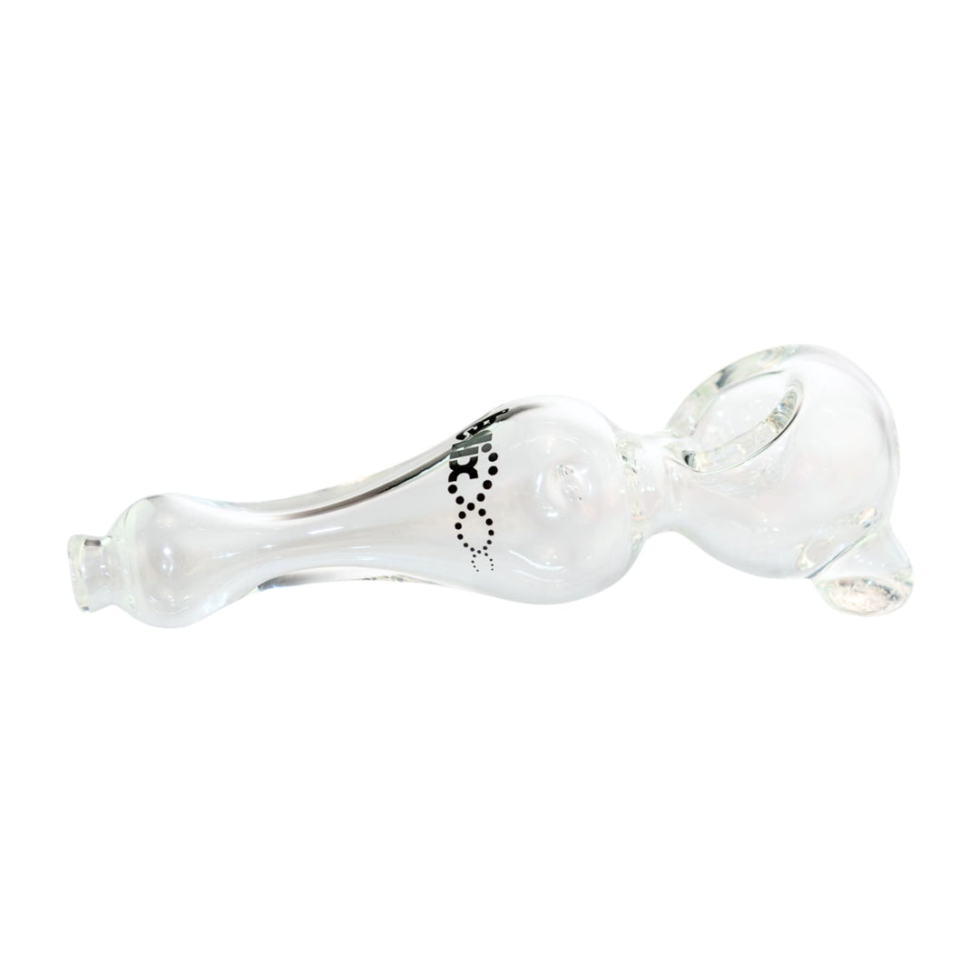 "Right side of an American Helix Spoon with a black logo on a white background," - Up N Smoke.
