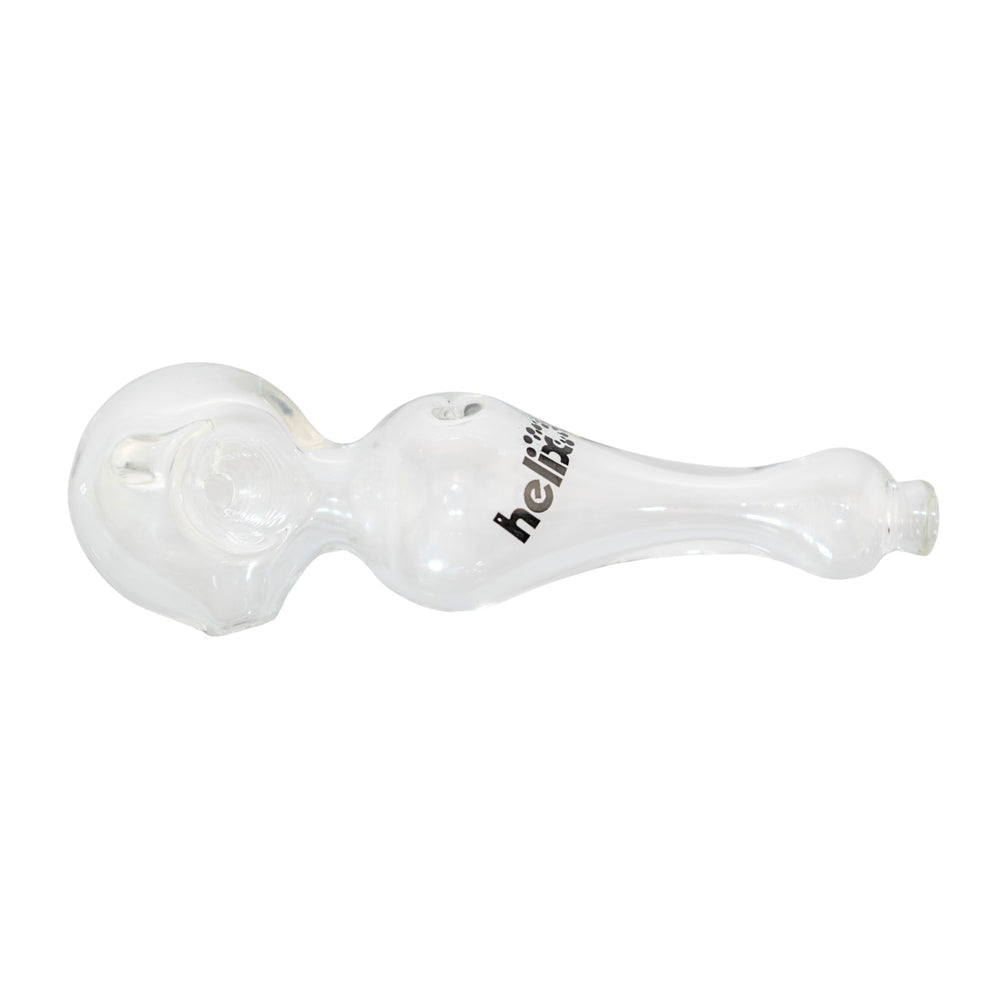 "Top-down view of an American Helix Spoon on a white background," - Up N Smoke.