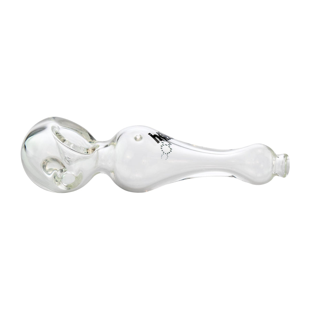 "Left-side view of an American Helix Spoon with a black logo on a white background," - Up N Smoke.