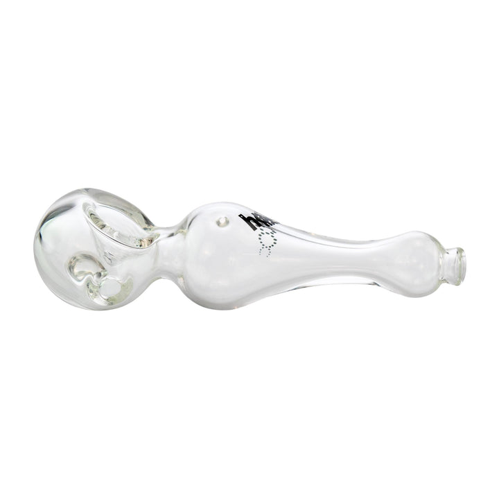 "Left-side view of an American Helix Spoon with a black logo on a white background," - Up N Smoke.
