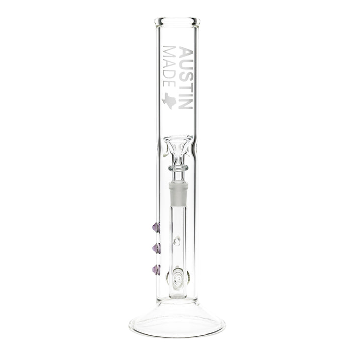 Austin Made 13” Straight Tube Inline Perc on a white background front facing angle - Up N Smoke