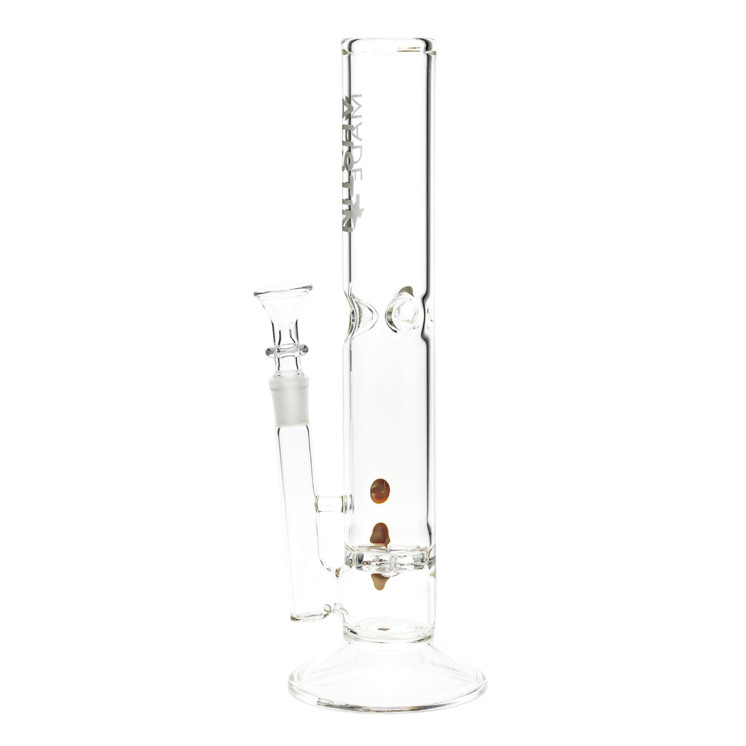 Austin Made 13” Straight Tube Ratchet Perc on a white background left facing angle - Up N Smoke