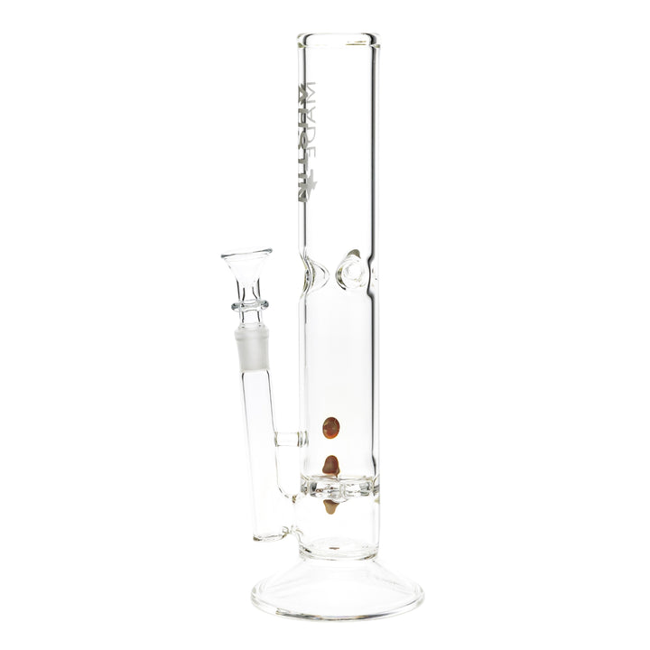 Austin Made 13” Straight Tube Ratchet Perc on a white background left facing angle - Up N Smoke
