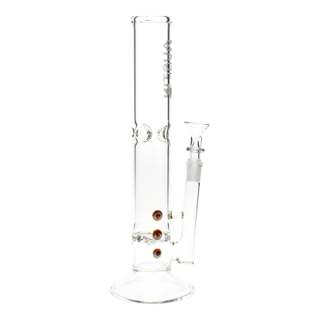 Austin Made 13” Straight Tube Ratchet Perc on a white background right facing angle - Up N Smoke
