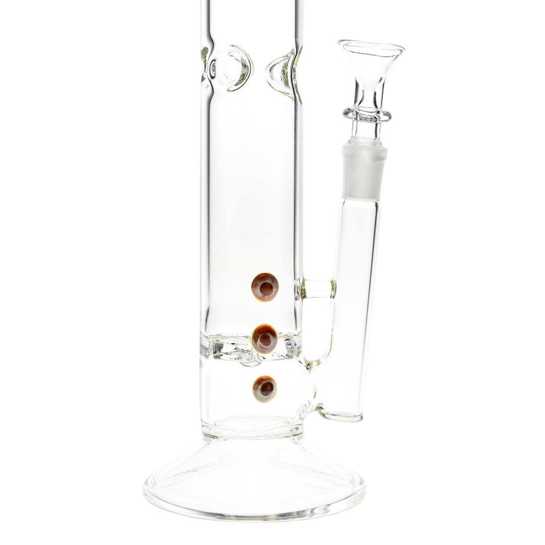 Austin Made 13” Straight Tube Ratchet Perc on a white background close up angle - Up N Smoke