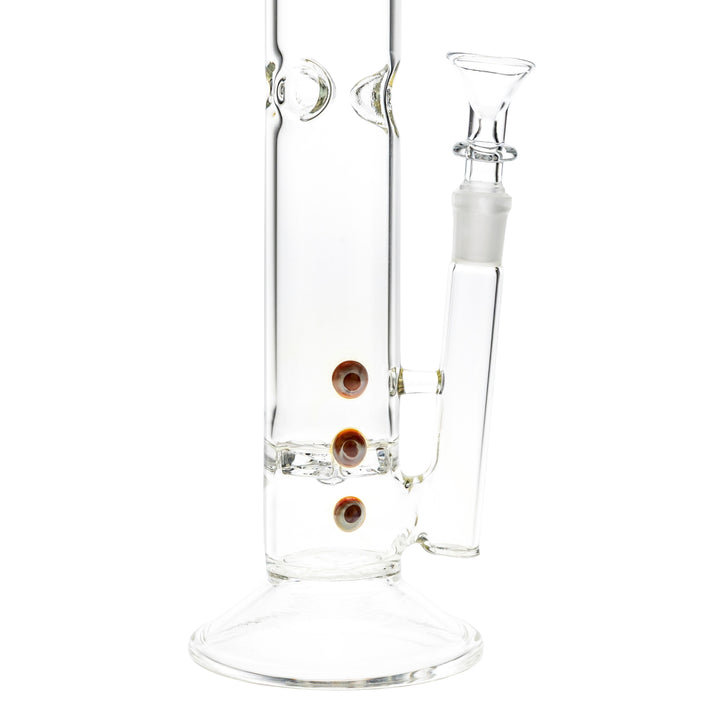 Austin Made 13” Straight Tube Ratchet Perc on a white background close up angle - Up N Smoke