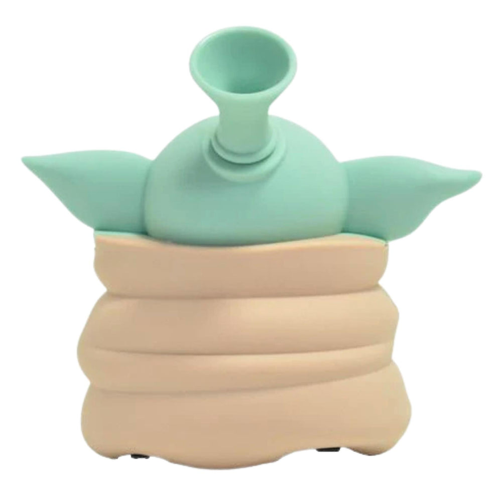 Baby Yoda Silicone Water Pipe back angle on a white background - Up N Smoke
