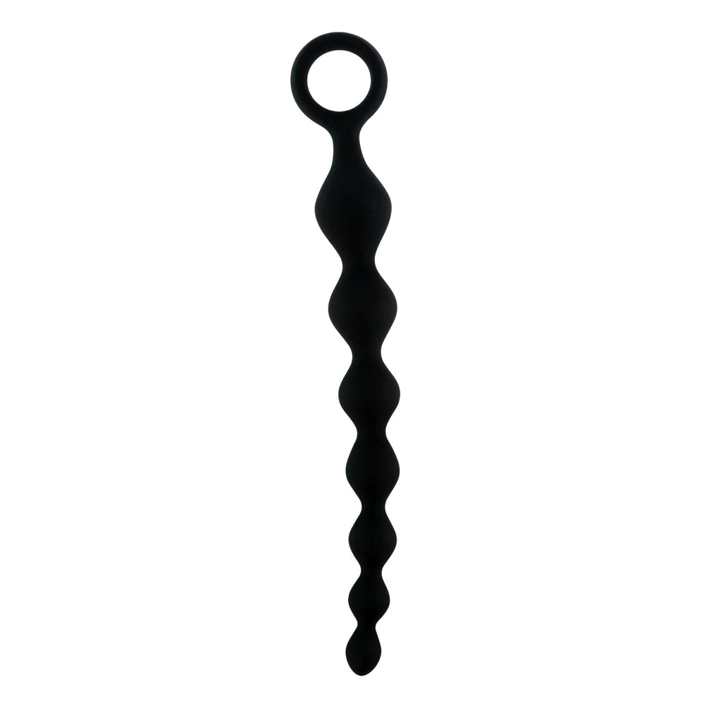 Beaded 8-inch Silicone Anal Plug black color on a white background - Up N Smoke