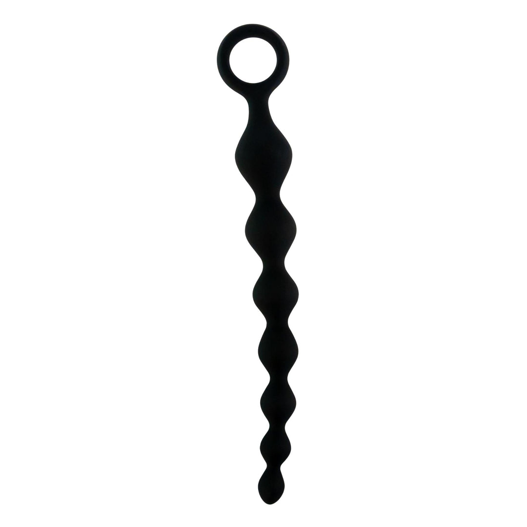 Beaded 8-inch Silicone Anal Plug black color on a white background - Up N Smoke