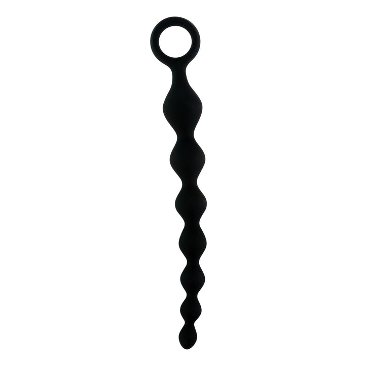 Beaded 8-inch Silicone Anal Plug black color on a white background - Up N Smoke