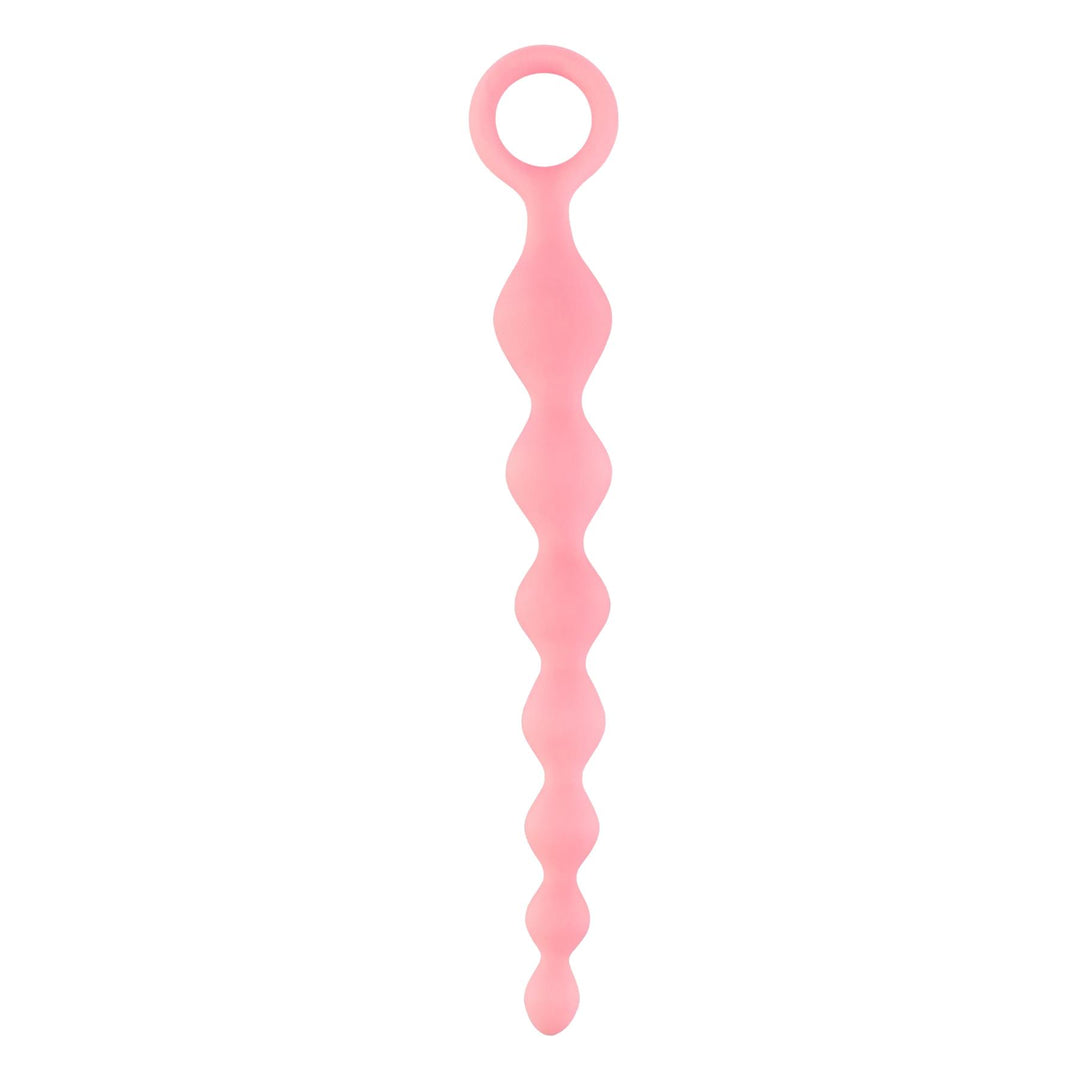 Beaded 8-inch Silicone Anal Plug pink color on a white background - Up N Smoke