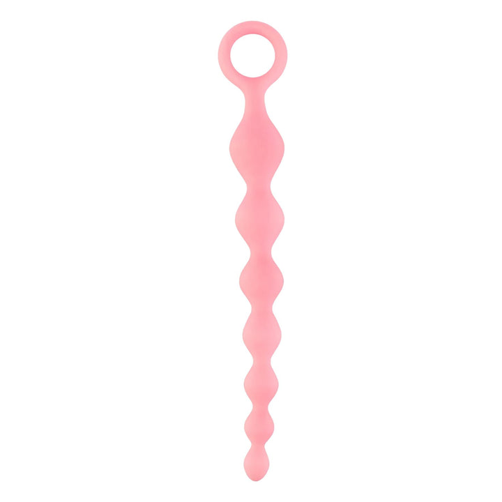 Beaded 8-inch Silicone Anal Plug pink color on a white background - Up N Smoke