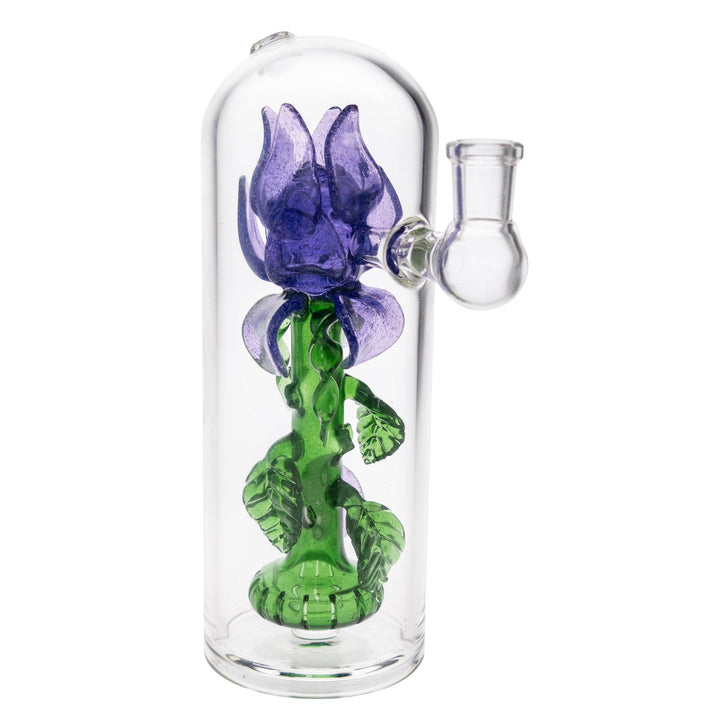 "Side angle of a Beauty & Beast Rose Rig handblown in the U.S. by Charli Glass," - Up N Smoke.