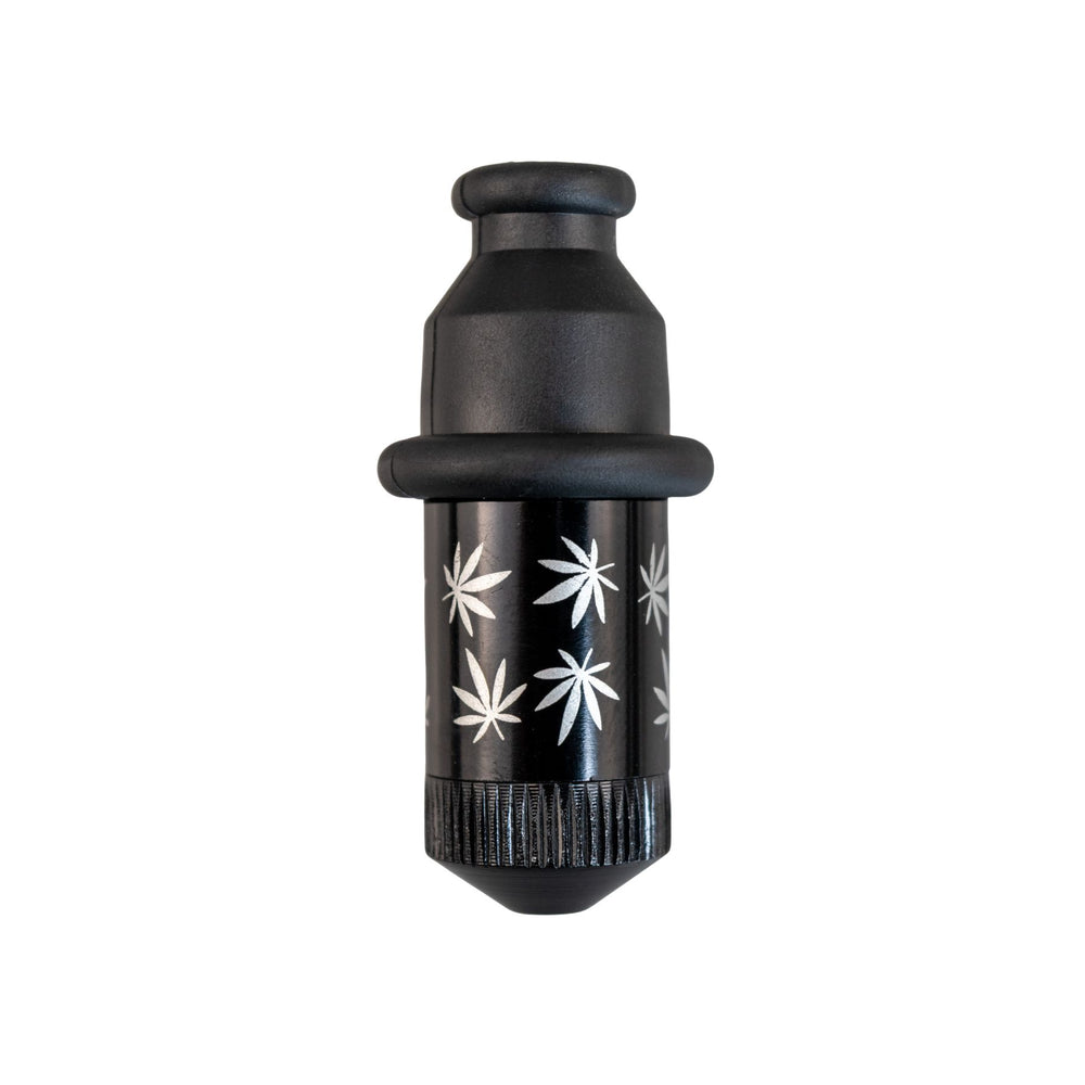 "Black Leaf Bullet Pipe on a white background," - Up N Smoke.