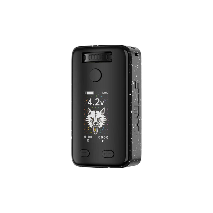 "Black and white splatter Yocan WULF Uni 3.0 510 Cartridge Battery on a white background," - Up N Smoke.