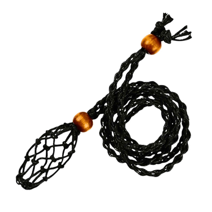 Black Adjustable Macrame Crystal Holder Necklace - Up N Smoke