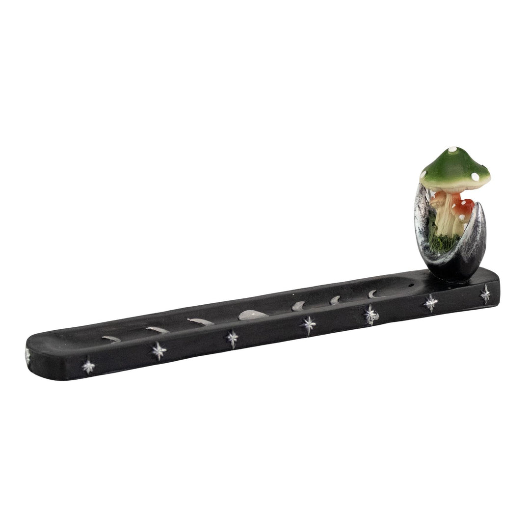 Black Mushroom Incense Burner side angled on a white background - Up N Smoke