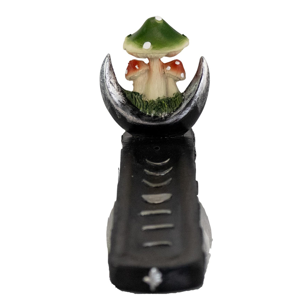 Black Mushroom Incense Burner front facing on a white background - Up N Smoke