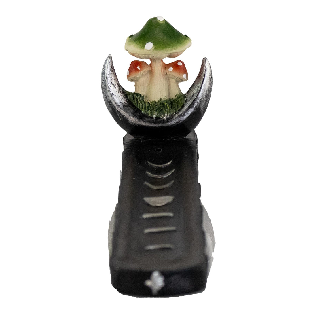 Black Mushroom Incense Burner front facing on a white background - Up N Smoke