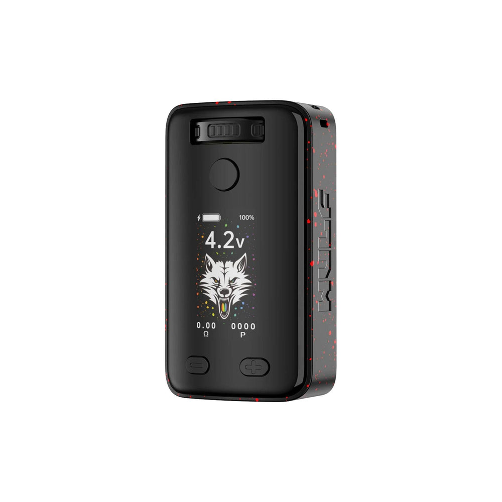 "A black with red splatter Yocan WULF Uni 3.0 510 Cartridge Battery on a white background," - Up N Smoke.