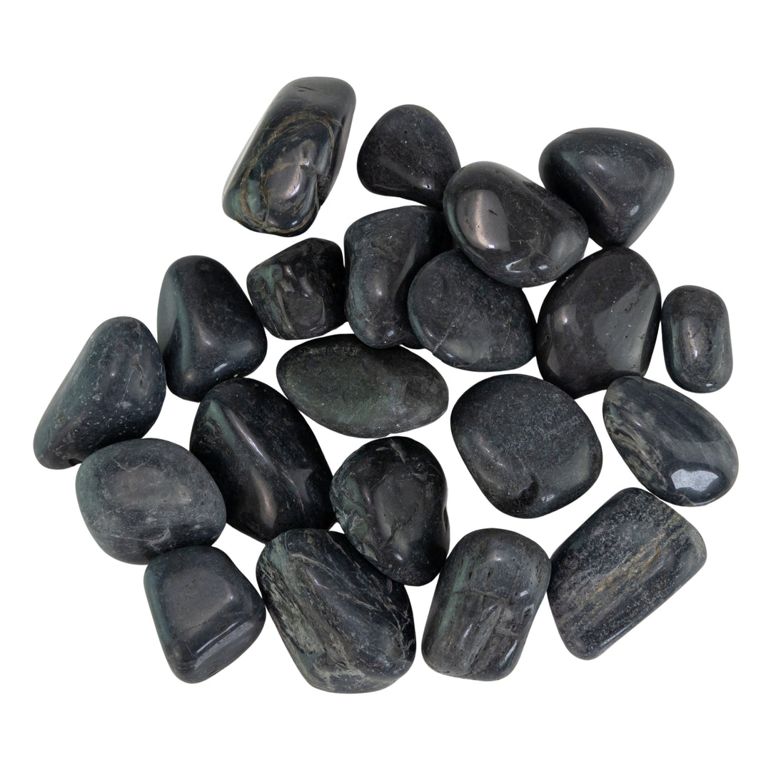 Black Tourmaline Tumbled on a white background - Up N Smoke