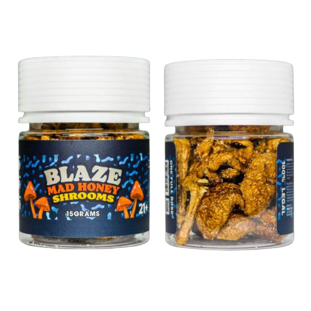 Two jars of 'Blaze Mad Honey Shrooms' - Up N Smoke
