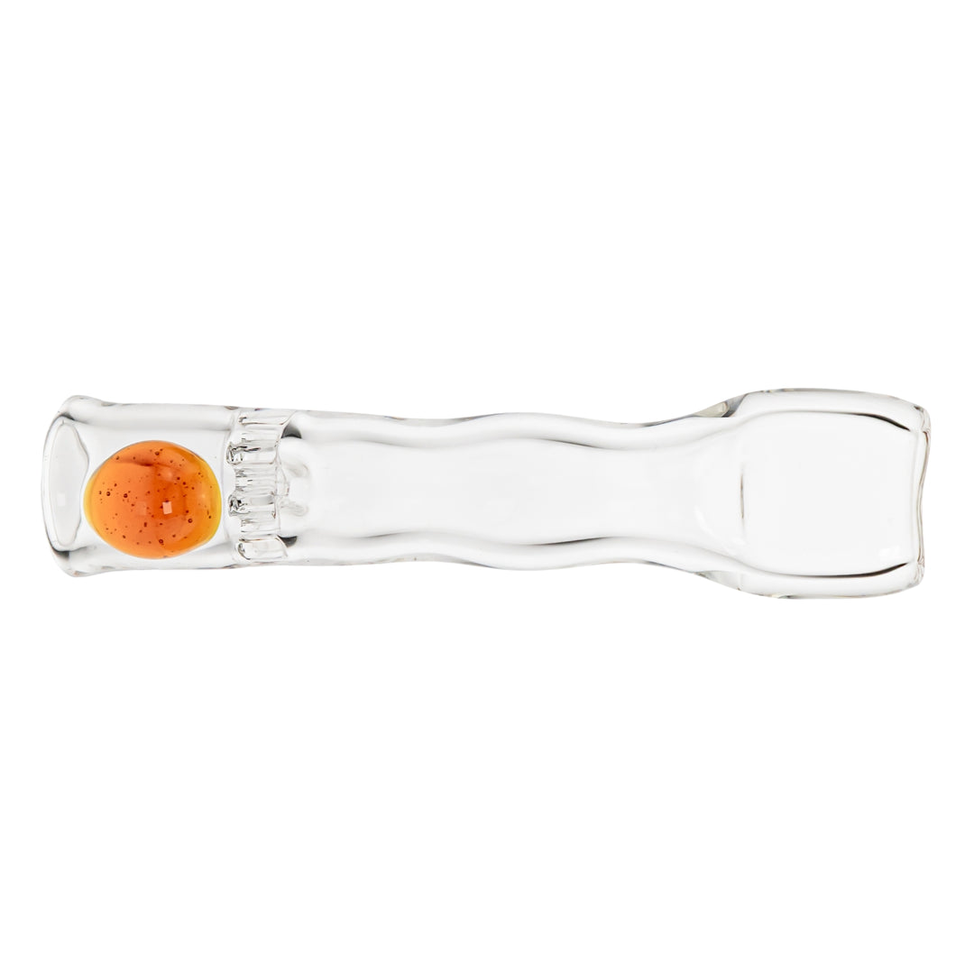 Blazing Honeycomb Chillum on a white background Clear with Amber - Up N Smoke